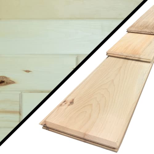 Wilson Real Wood Tongue and Groove Rustic Natural Reversible V-Groove or Shiplap Boards (End-Matched) (6" (26 sq. feet), Aspen)