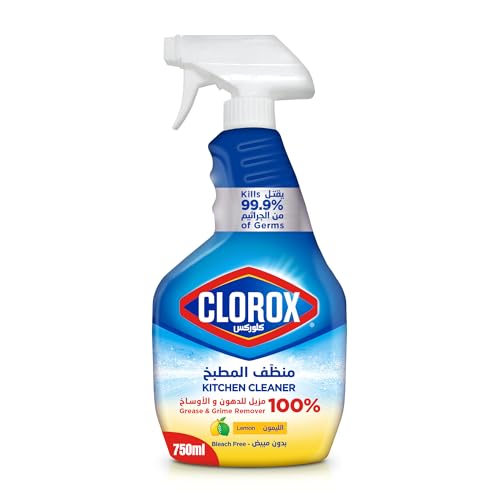 Clorox Kitchen Cleaner Spray Lemon Fragrance 750ml No Bleach Kills 99.9% of Germs 100% Grease and Dirt Remover Easy to Use