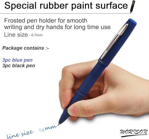 Image of worison Baoke 0.7mm 6pcs Blue and Black Gel pen Ink Roller Ball Pen
