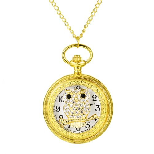 Image of JewelryWe Vintage Pocket Watch Cool Gear Steampunk Retro Pendant Necklace Watches for Men Women Halloween Costumes Daily and Office