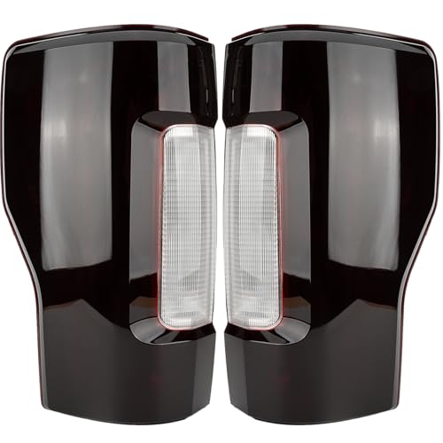 Tail Light Assembly Compatible With 2017-2019 Ford F-250 F-350 Super Duty Driver and Passenger Side Smoke Red Rear Brake Lamps Replacement Taillights (without Blind Spot) (without LED)