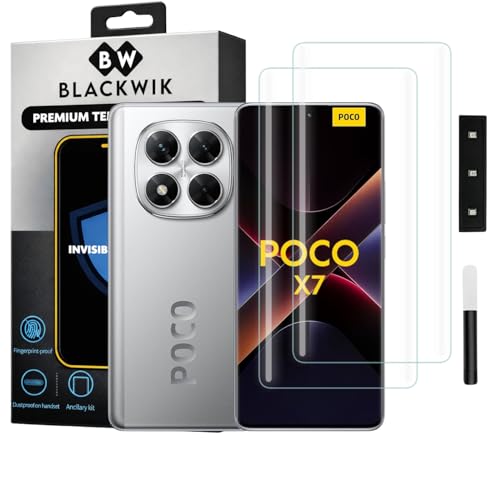Image of Blackwik Premium Curved UV Tempered Glass For Poco X7 Cellphone (Transparent, Pack of 2) Advanced Border Less Full Screen Coverage UV Screen Protector Guard With Installation Kit