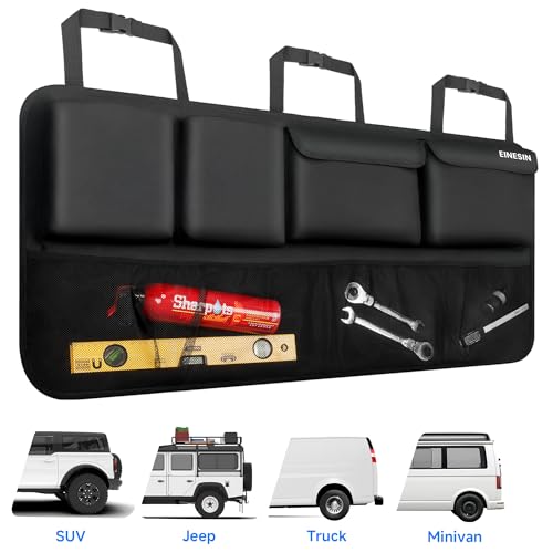 Einesin Car Trunk Organizer, Car Boot Organiser with 7 Pockets,Trunk Bag with Elastic Magic Wand Structure for SUV - Image 4