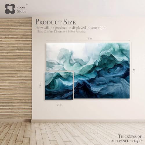 Image of Soon Global Acoustical Wall Panels, 72 X 48 Inches Art Acoustic Panels, Decorative Acoustic Panels, Acoustic Wall Panels, Sound Absorbing Wall Art, Aqua Dreams