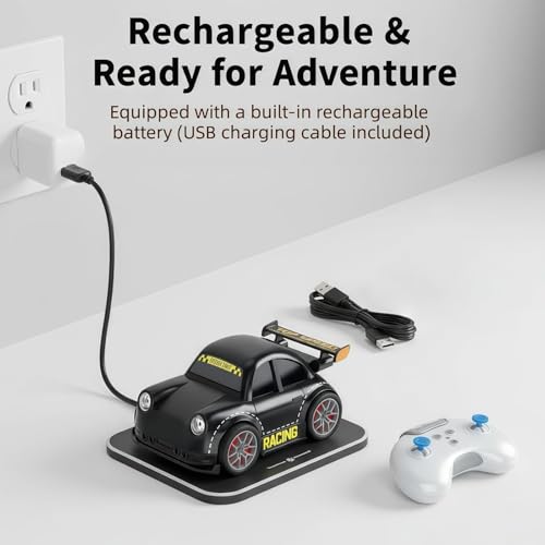 Image of Mini RC Intelligent Sensor Stunt Car Toy for Kids 3-8 | 4 Smart Modes: Follow Object, Chase, and remote control car, Rechargeable Cartoon Car with Music & Bright LED Light | Best Birthday Gift for Kid