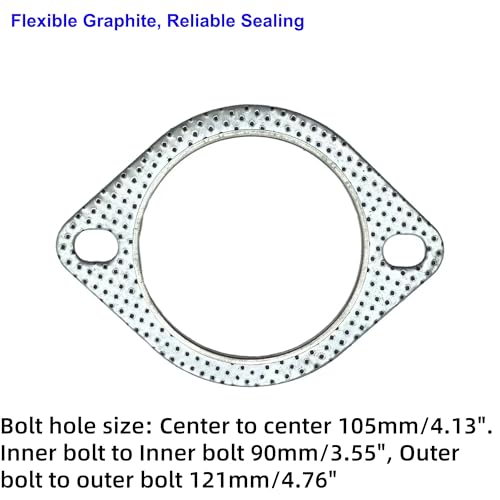 Image of 3 Inch Exhaust Gasket 2 Bolt for 3 Inch Muffler Flange Manifold 120-07610-0002 High Temperature 5 Pcs