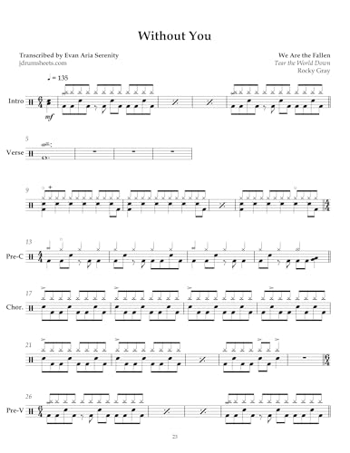 We Are the Fallen - Without You: Drum Sheet Music (JDS: Evanescence Drum Sheet Music) (English Edition)