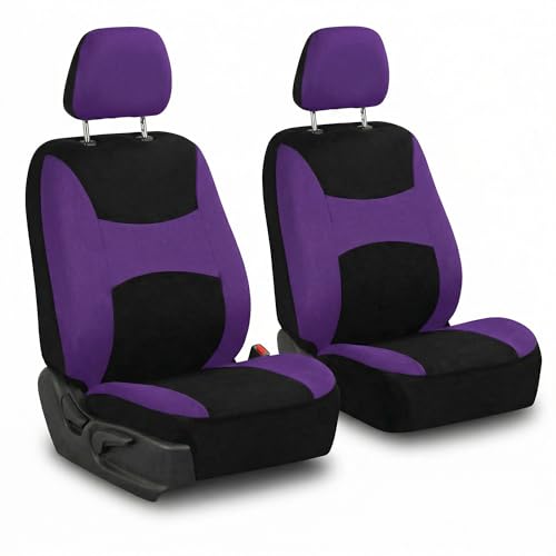 Image of FH Group Front Set Cloth Car Seat Covers for Low Back Car Seats with Removable Headrest, Universal Fit, Airbag Compatible, Seat Cover for SUV, Sedan, Van, Purple