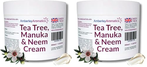 Tea Tree, Manuka & Neem Cream 350ml - Antibacterial, Anti-fungal, Antiseptic, Anti-Itch, Dry, Chapped & Cracked Skin, Eczema, Psoriasis, Jock Itch, Fungal infections. Fast Effective Relief (Pack of 2) option