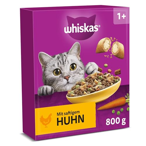 WHISKAS Trockenfutter für ausgewachsene Katzen 5 x 800g mit Huhn