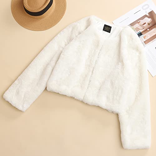 Edary Women Faux Fur Jacket Long Sleeve Coat Open Front Fur Coat Winter Warm Shaggy Faux Fur Parka for Women and Girl2