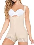 MARIAE FAJAS 9235 Colombianas Reductoras y Moldeadoras Levanta Pompis BBL Faja Garment After Surgery Open-Bust Mid-Thigh Bodysuit Beige XS