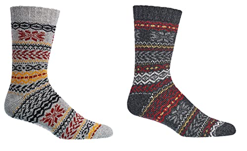 Leo Design 2 Pairs of Norwegian Wool Socks Men, Thermal Knitted, Nordic Hygge Crew Soft Warm, Thermal, Multicolored3