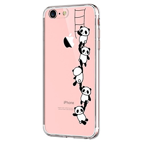 IPhone 7 Case,Flyeri Crystal Panda Fashion Flowers marble Transparent Clear Soft silicone TPU