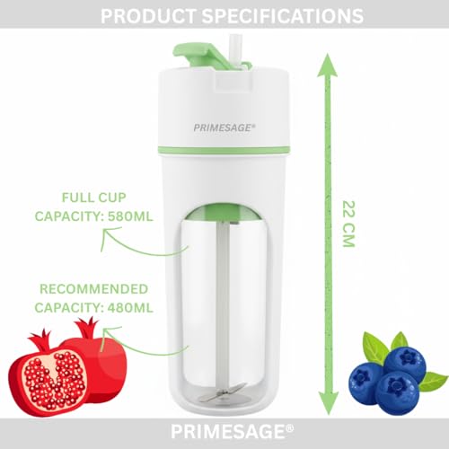 Image of PRIMESAGE Juicer Mixer Grinder Mini Juicer for Home Bullet Mixer Jar Juicer Machine Juicer Grinder for Fruits Portable Blenders for Smoothies and Juices Mixer | Portable 580ML