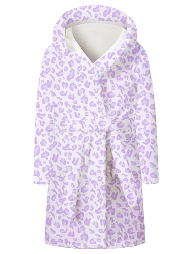 Image of Umeyda Girls & Women Fleece Hooded Robes, Soft Fuzzy Bathrobe Warm Plush Fluffy Bath Robe for Kids Womens