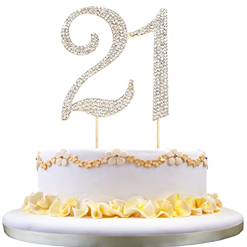 21 Cake Topper 21th Birthday Diamond Cake Topper for Girls 21 Bli...