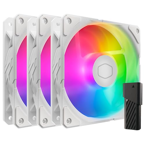 Cooler Master SickleFlow Edge 120 ARGB Kit de 3 ventilateurs, 3x 120mm (690~2500 RPM, PWM), Haut Flux d'air (70.7 CFM) & Pression statique (3.61mmH2O), ARGB Gen 2, Contrôleur LED, 32.8 dBA max - Blanc