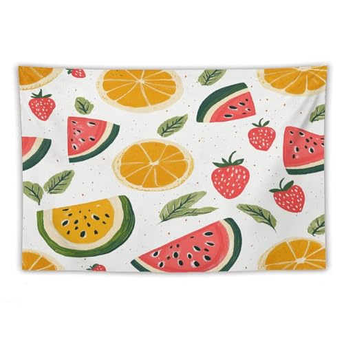 HighonHi Watermelon Orange, And Strawberries Fruit Tapestry Aesthetic Tapestries Playful