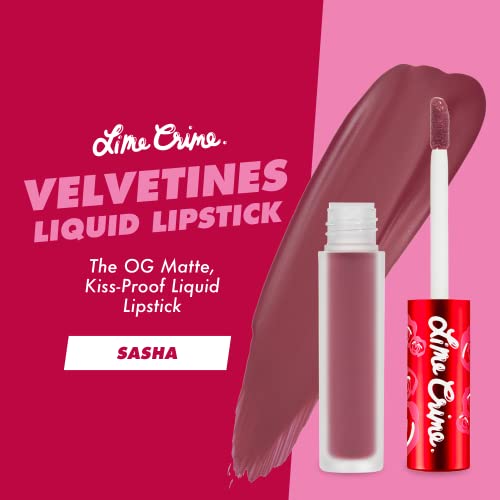 Lime Crime Velvetines Liquid Matte Lipstick, Sasha (Toasted Rose) - Bold, Long Lasting Shades & Lip Lining - Stellar Color & High Comfort For All-Day Wear - Talc-Free & Paraben-Free #TOP1