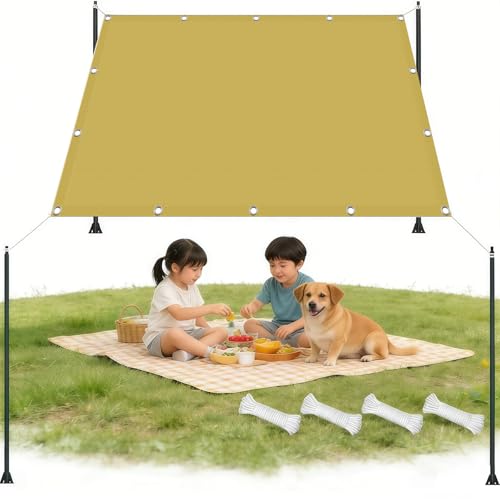 Voile ombrage 450x750 cm rectangulaire polyester jaune sable pour extérieur