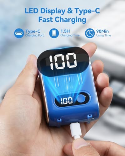 Image of Mini Electric Shaver for Men - USB C Fast Charge Portable Small Shavers with LED Display - IPX7 Waterproof Wet and Dry Travel Electric Razor Dual Head Pocket Shaver for Beard Face