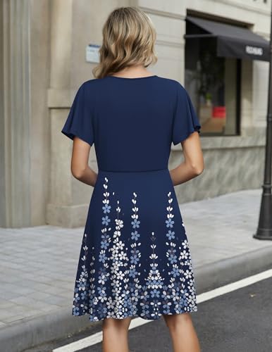 Image of Zeagoo Womens Summer Dresses Wrap V Neck Dress Floral A-Line Ruffle Sleeve Casual Sundress with Pockets 2026