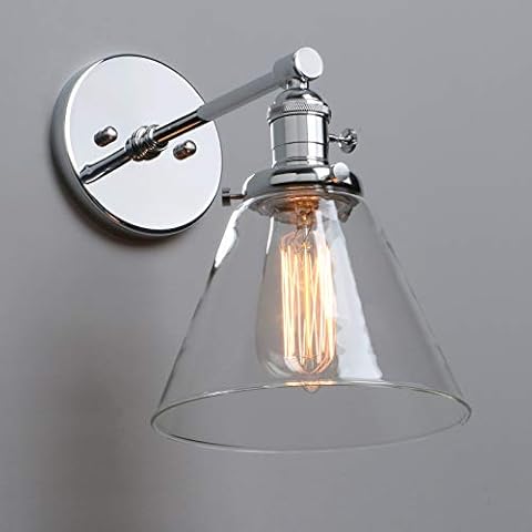 Phansthy Edison Industrial Wall Sconce 7.3 inch Vintage Brass Glass Wall Light Fixture Decorative Lighting Cover