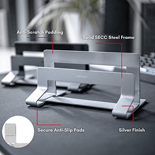 Macally Compact Wired Keyboard and a Vertical Laptop Stand, Designed to Save Space