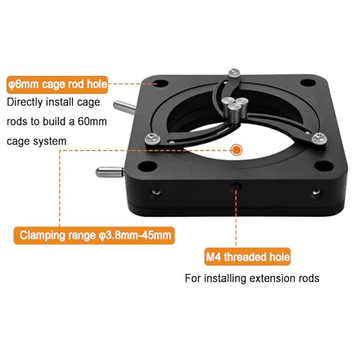 Soporte de lente autocentrante ajustable Φ3.8mm-45.0mm con rosca M4 coaxial 4