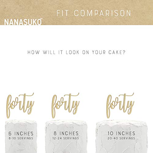 Nanasuko 40Th Birthday Cake Topper - Forty - Double Sided Gold Glitter - Premium Quality Made In Usa #TOP2