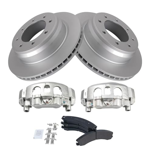 Image of TRQ Rear Brake Pad, Caliper, & Rotor Kit Semi-Metallic Compatible with 2012-2021 Nissan NV1500 NV2500 NV3500