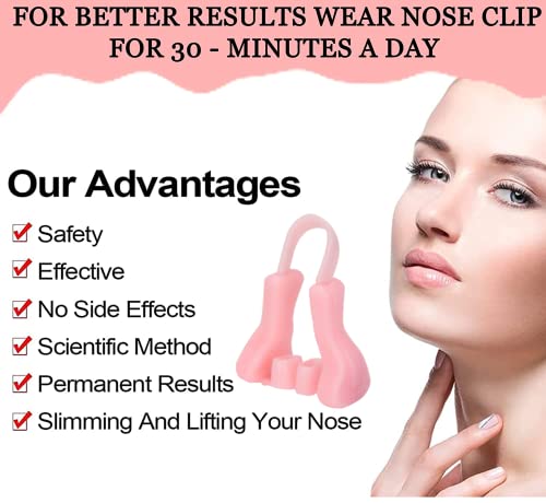 Image of Nose shaper for women for big and small nose bridge uplifting clip for men nose straightener nose shaping tool nose up beauty clipper (Pink with White) (Pink)