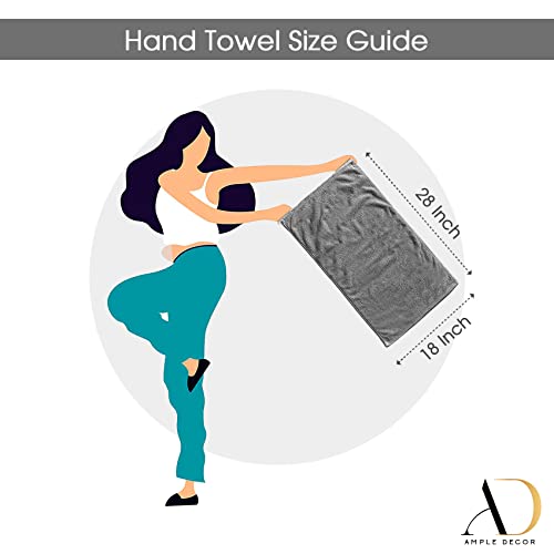 Ample Decor Hand Towel 18 X 28 Inch Pack Of 2 600 Gsm 100% Cotton, Oeko Tex Certified Soft Absorbent Thick Durable Premium Quality, For Hotel, Bathroom, Spa, Daily Use, Gym - Machine Washable - Black #TOP6
