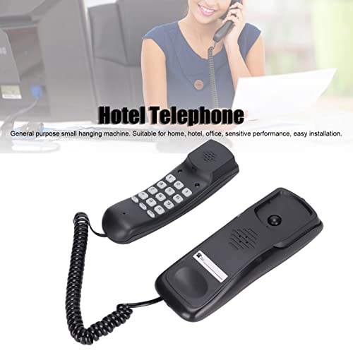 Teléfono Fijo Pequeño Multifuncional Montable en Pared Negro miniatura 2