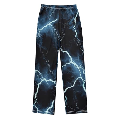 ZZXXB Lightning Boys Long Pants Soft Trousers Elastic Waist Kids Lounge Bottoms with Pockets S-XL