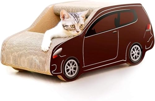 猫ハウス猫小屋車の形段ボール猫スクラッチボド研削爪猫の爪ねこペット用品猫のおもちゃ ネコファー は小屋 キャットダンボールハウス 猫用爪とぎ ペットハウス 通気 爪とぎ兼ベッド 猫箱 (コーヒー色です)