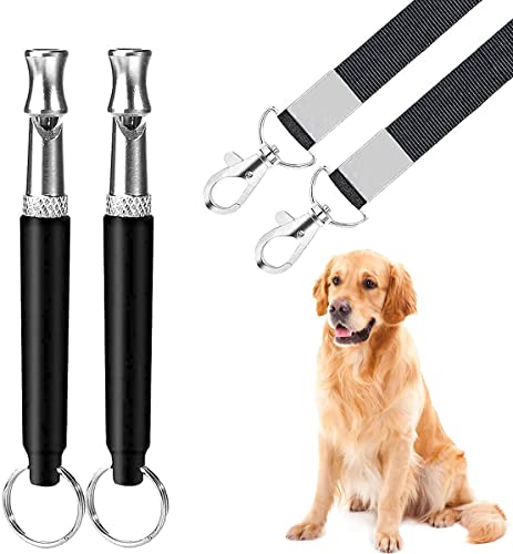 2 Pack Dog Whistle, Ultrasonic Dog Whistle to Stop Barking for Dogs, Dog Whistle Training Recall, Professional Silent Dog Whistle Training to Stop Barking Control Devices for Dogs,with Black Lanyard