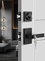 Goldenwarm Black Exterior Door Lock Set, Front Door Lock Set with Deadbolt, Square Contemporary Matte Black Front Door Lock Sets, Heavy Duty Zinc-alloyed Exterior Door Handle (1 Pack)