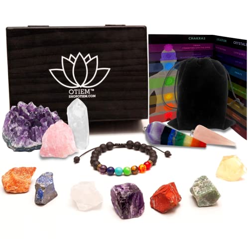 Otiem Healing Crystals Set, Real Crystals and Healing Stones, Gemstones and Crystals for Beginners, Chakra Stones and Crystals Set, Crystal Set, Chakra Crystals and Stones, Raw Crystals, Crystal Kit