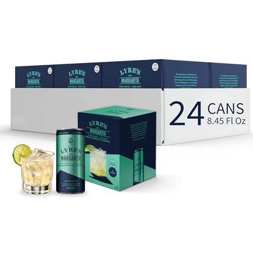 Lyre’s Non Alcoholic Margarita, Award-Winning Alcohol Free Margarita Cans, Ready-to-Drink Mocktail Made in the USA with Premium Zero Proof Tequila, 50 Calories Per Can, 24-Pack (8.45 Fl Oz x 24)