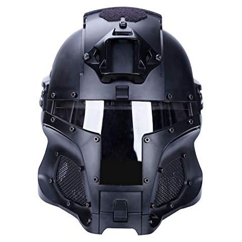 Kayheng Medieval Iron Knight Tactical Helmet,Military Ballistic Side Rail NVG Helmet, Airsoft Paintball Full Face Mask with Goggle Cover