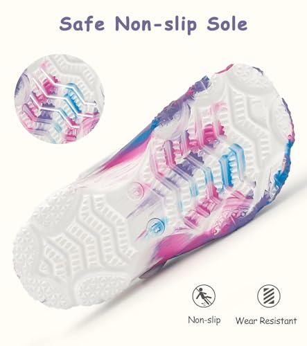 Image of Boys and Girls Tie Dye Clogs for Kids,Unisex Eva Mules for Big Kid,Little Kid,Boy and Girl Closed Toe Slide Sandals,Black and White