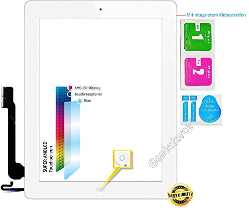 Écran tactile de rechange blanc pour iPad 4 avec numériseur premium et nappe de connexion