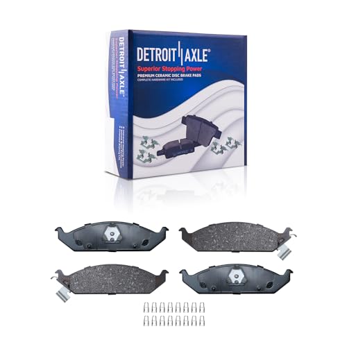 Image of Detroit Axle - Front and Rear Ceramic Brake Pads with Hardware Replacement for 1996-2000 Chrysler Sebring Dodge Stratus Breeze Cirrus - 6pc Set