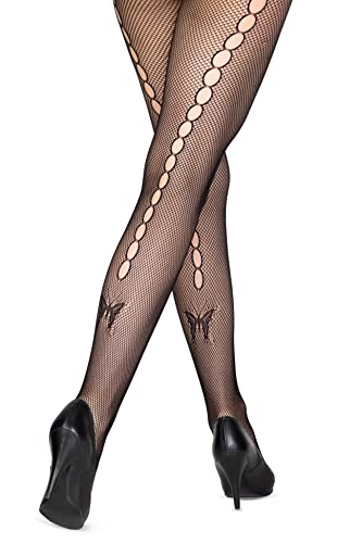 Collants résille NYS pour femmes, avec couture arrière et fentes dos Collants femme boucles Burlesque, coupe papillon Cover