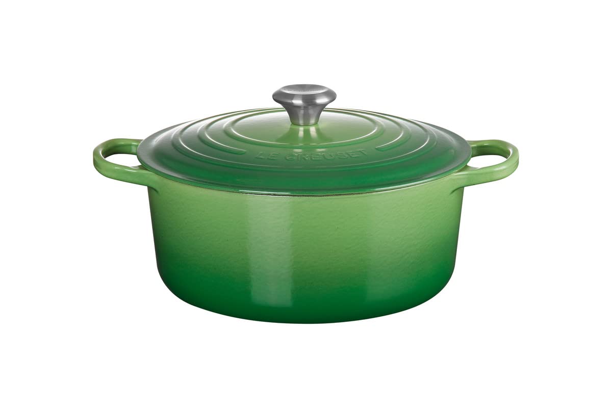 Le Creuset Signature 21177284082430 żeliwna brytfanna z pokrywką, Ø 28 cm, okrągła, nadaje się do wszystkich rodzajów kuchenek i płyt indukcyjnych, pojemność: 6,7 l, 6,125 kg, bambus