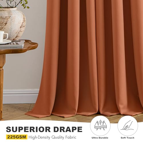 Image of MIULEE Blackout Curtains for Bedroom Living Room 2 Panels, Thermal Insulated Room Darkening Drapes Grommet Noise Reducing Light Blocking Window Treatments 54 Inches Long 40x54 Inch Rust