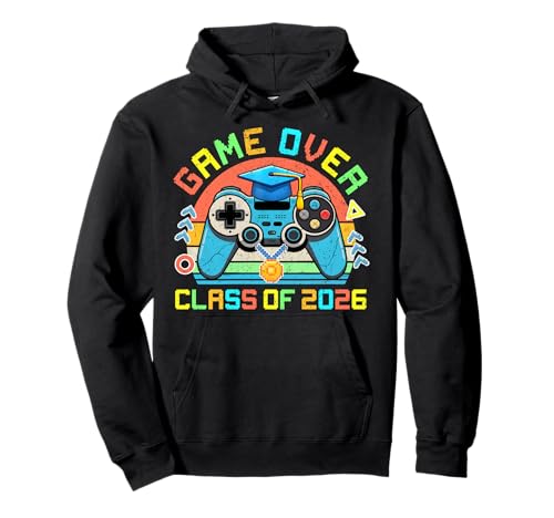 Game Over Class Of 2026 Last Day Of School Boy Girl Gamer Pullover Hoodie