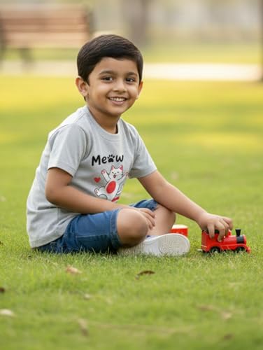 Image of T Shirt | Cute Meow Cat | Kids Tshirt | Soft Cotton | Round Neck | Casual for Children